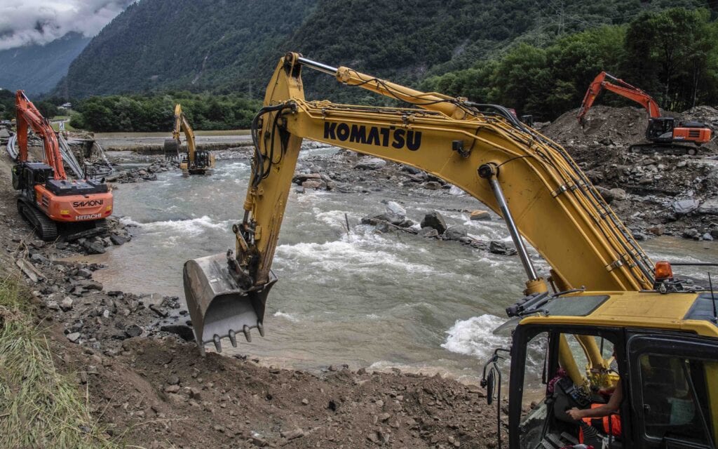 Instandstellungsarbeiten Autobahn A13 zwischen Lostallo und Mesocco nach Unwetter vom 21.06.2024. Bild: ASTRA