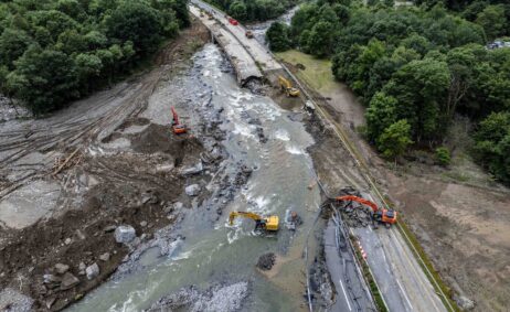 Instandstellungsarbeiten Autobahn A13 zwischen Lostallo und Mesocco nach Unwetter vom 21.06.2024. Bild: ASTRA