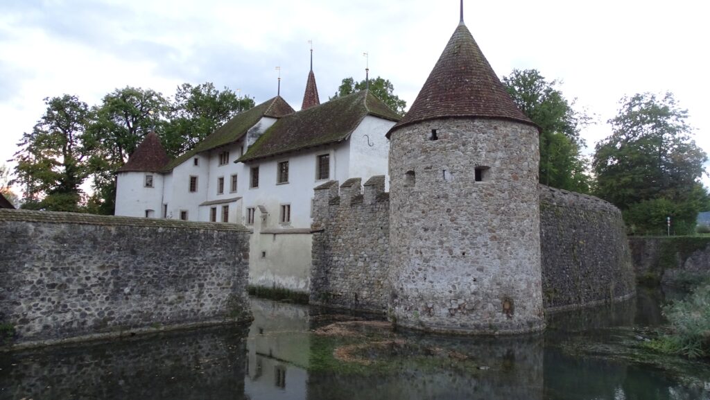 Blick aufs romantische Wasserschloss Hallwyl.